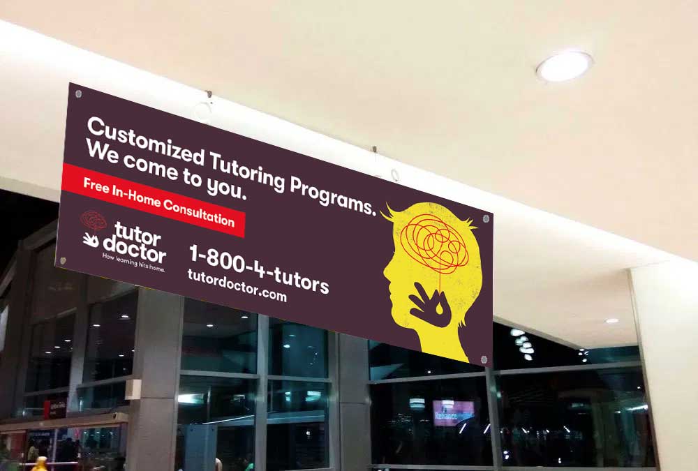 Hanging Banner - Customized Tutoring - Purple